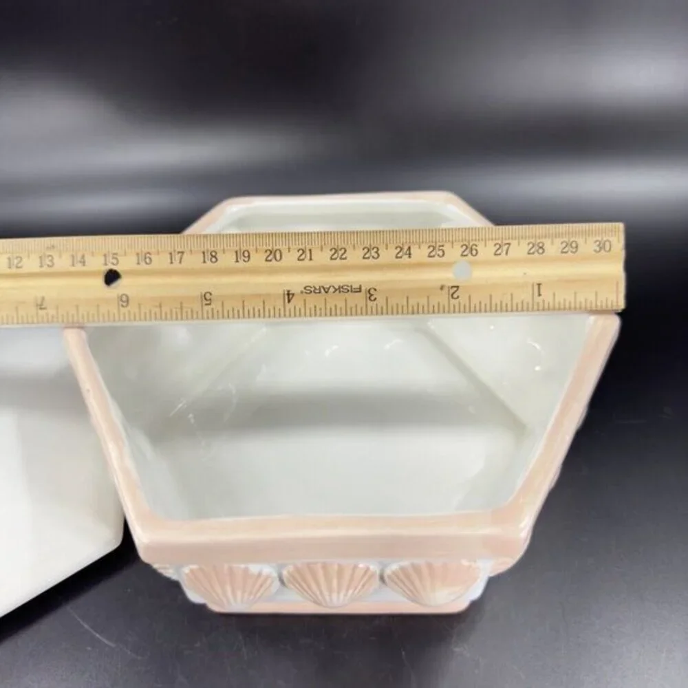 Vintage Rosenthal Netter Hexagonal Seashell Container Jar With Lid Made in Italy